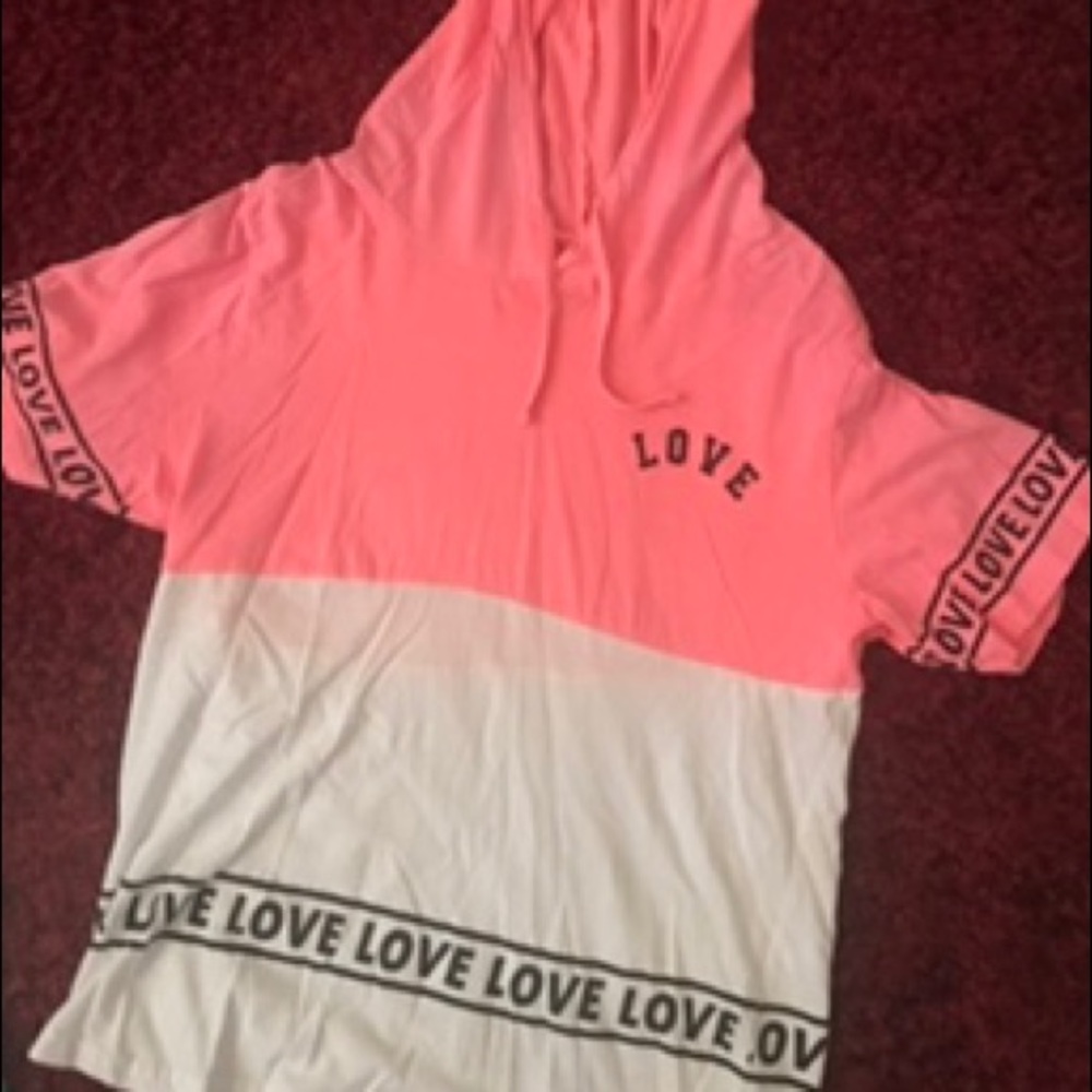 Hot Pink and White Love Hoodie